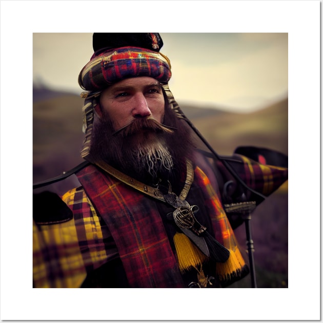 Scottish Highlander in Clan Tartan Wall Art by Grassroots Green